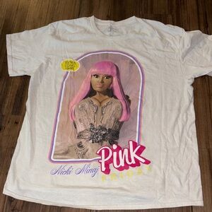 Nicki Minaj White Tee with Pink Graphic